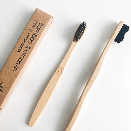 Eco Friendly Natural Bamboo Toothbrush - Activated Charcoal Bristle - Zero Waste | Biodegradable - Bambora